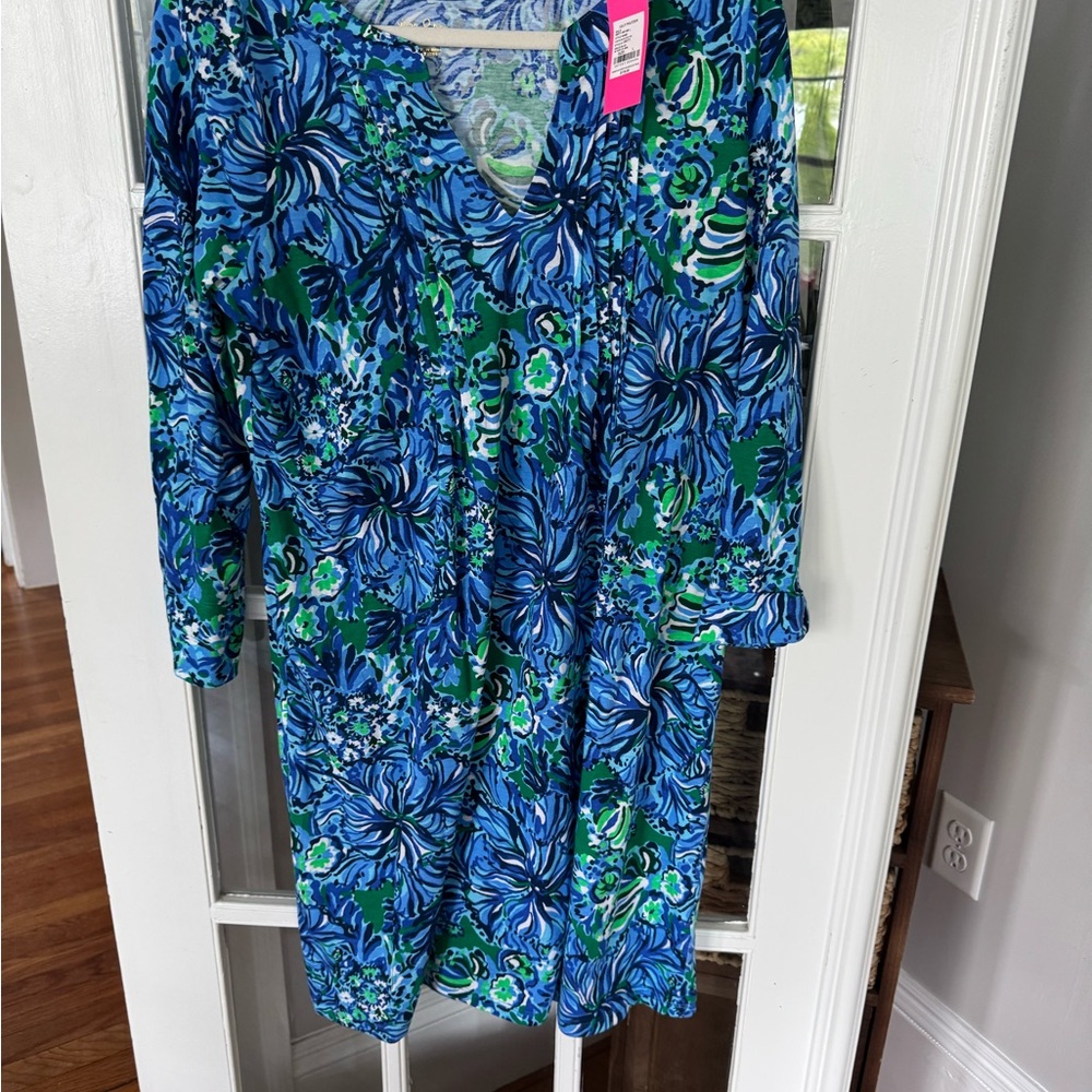 Lilly Pulitzer Blue and Green Long Sleeve Dress